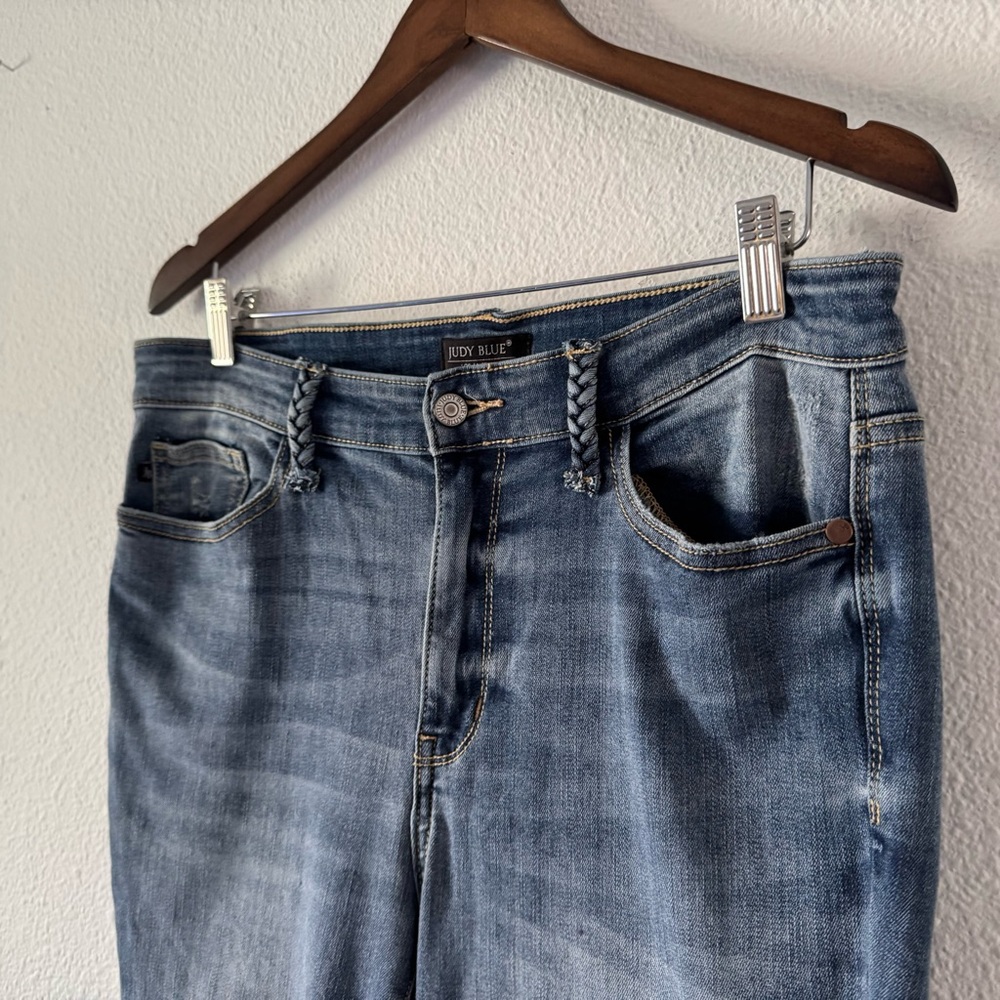 Judy Blue Slim Boot Jeans Stretch Braided Detail Plus Size 13/31 Classic Boho - Picture 3 of 15